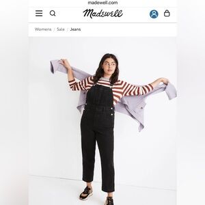 Madewell Black Denim Overalls Relaxed Fit